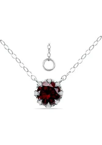 Belk
Co. Co. 1 1 3 Ct. 7Mm Round Garnet And White Topaz Crown Necklace On 16 Inch Chain With Extender Sterling Silver