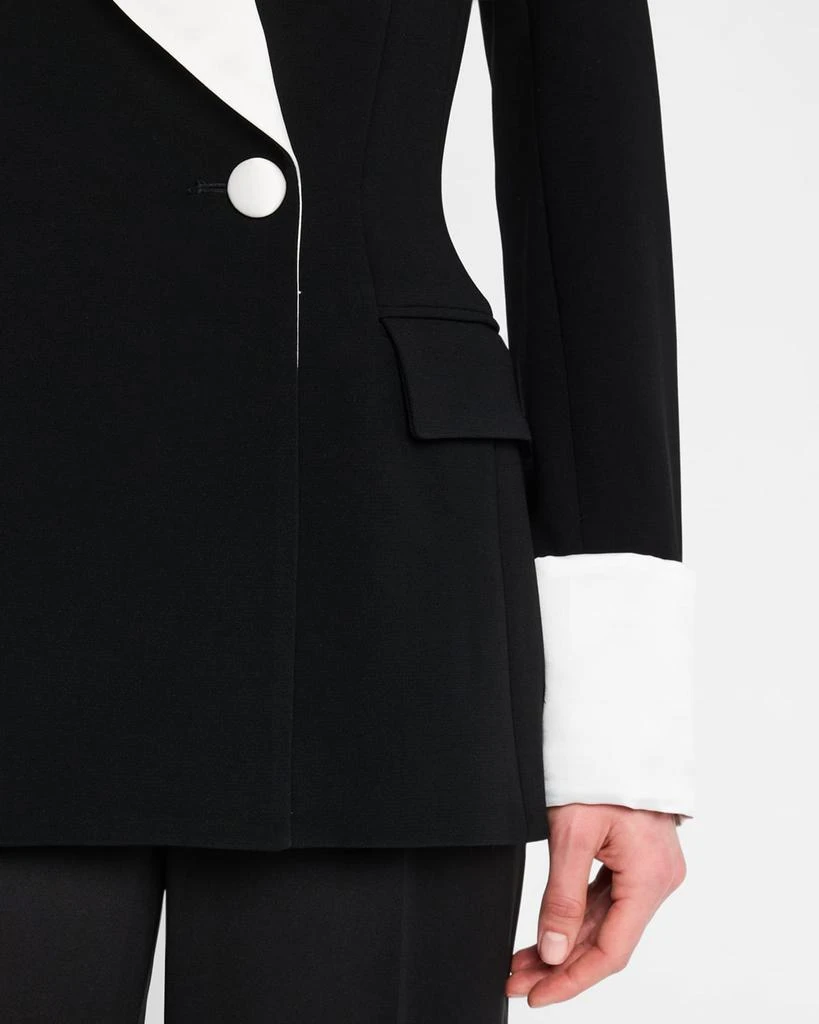 Sergio Hudson Silk Shawl-Lapel Combo Double-Breasted Blazer 5