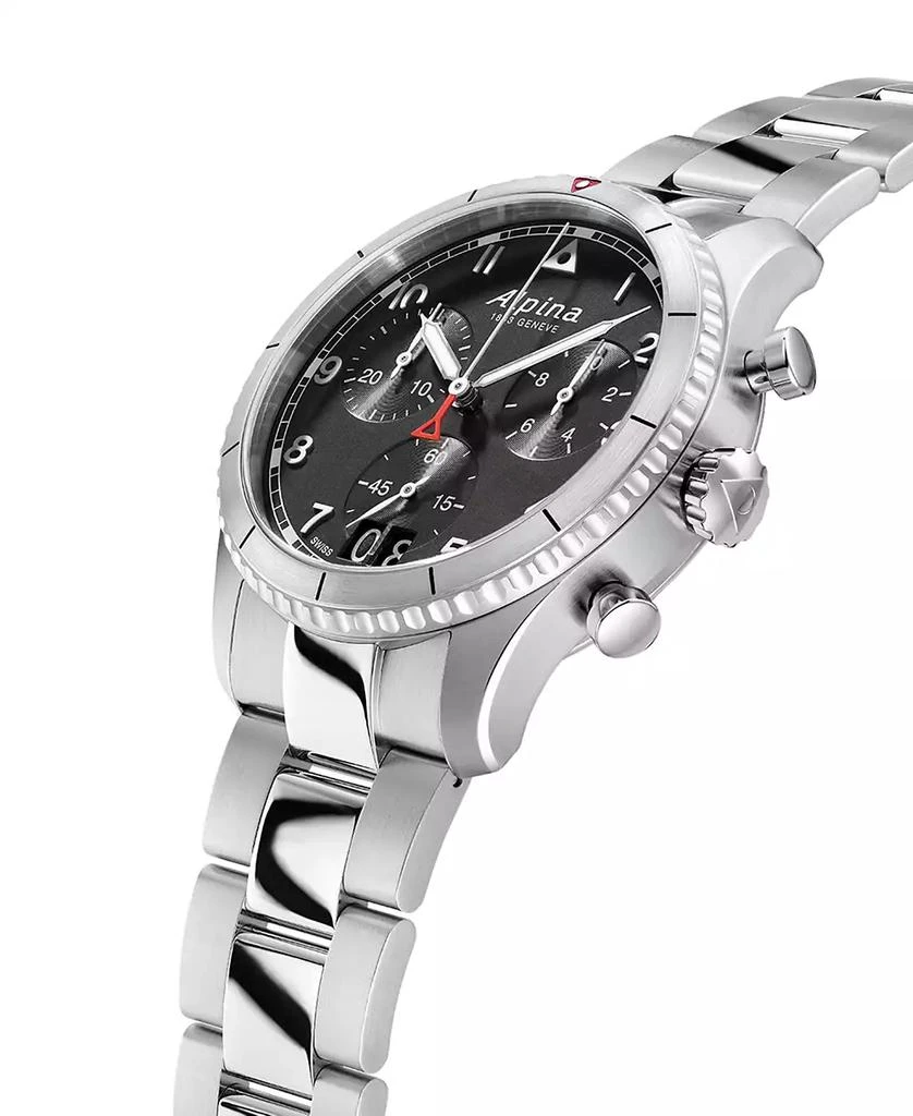 Alpina Men's Swiss Chronograph Startimer Pilot Stainless Steel Bracelet Watch 44mm 2