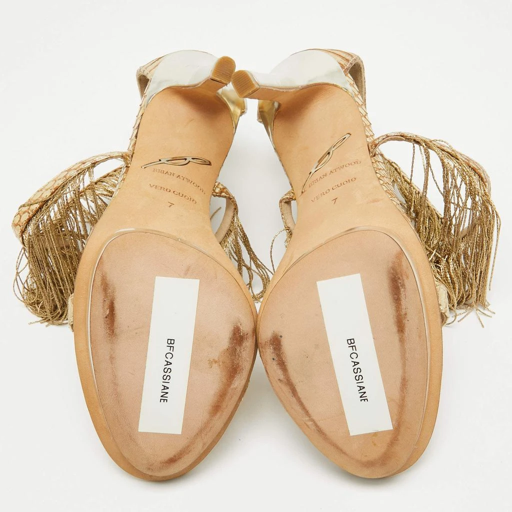 Brian Atwood Brian Atwood Gold Leather Ankle Strap Sandals Size 37.5 6