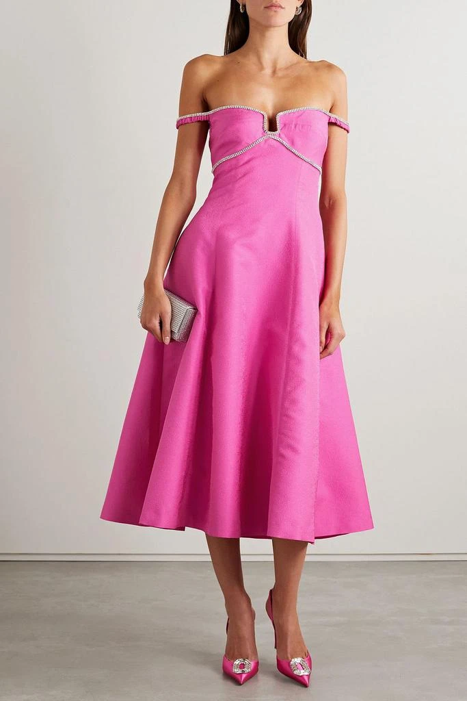 Self Portrait Off-the-shoulder crystal-embellished brocade midi dress 2