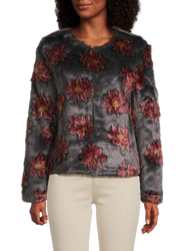 Unreal Fur Flower Faux Fur Jacket