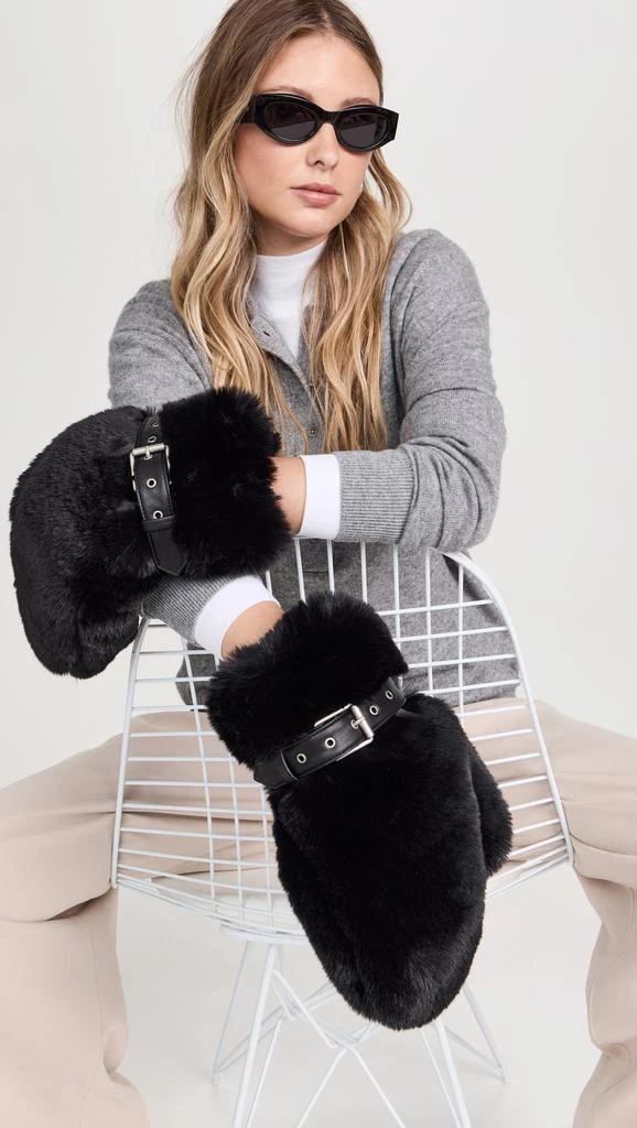 Acne Studios Fluffy Faux Fur Buckle Mittens 2