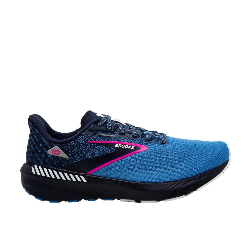 Brooks Women's Launch Gts 10 Running Shoes In Peacoat/marina Blue/pink Glo 1