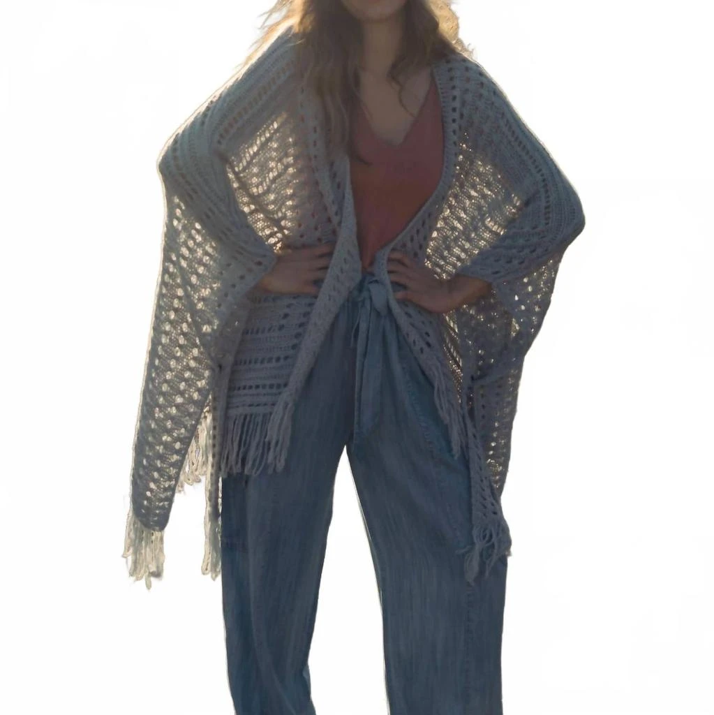 Scandal Italy Fringe Poncho In Blue