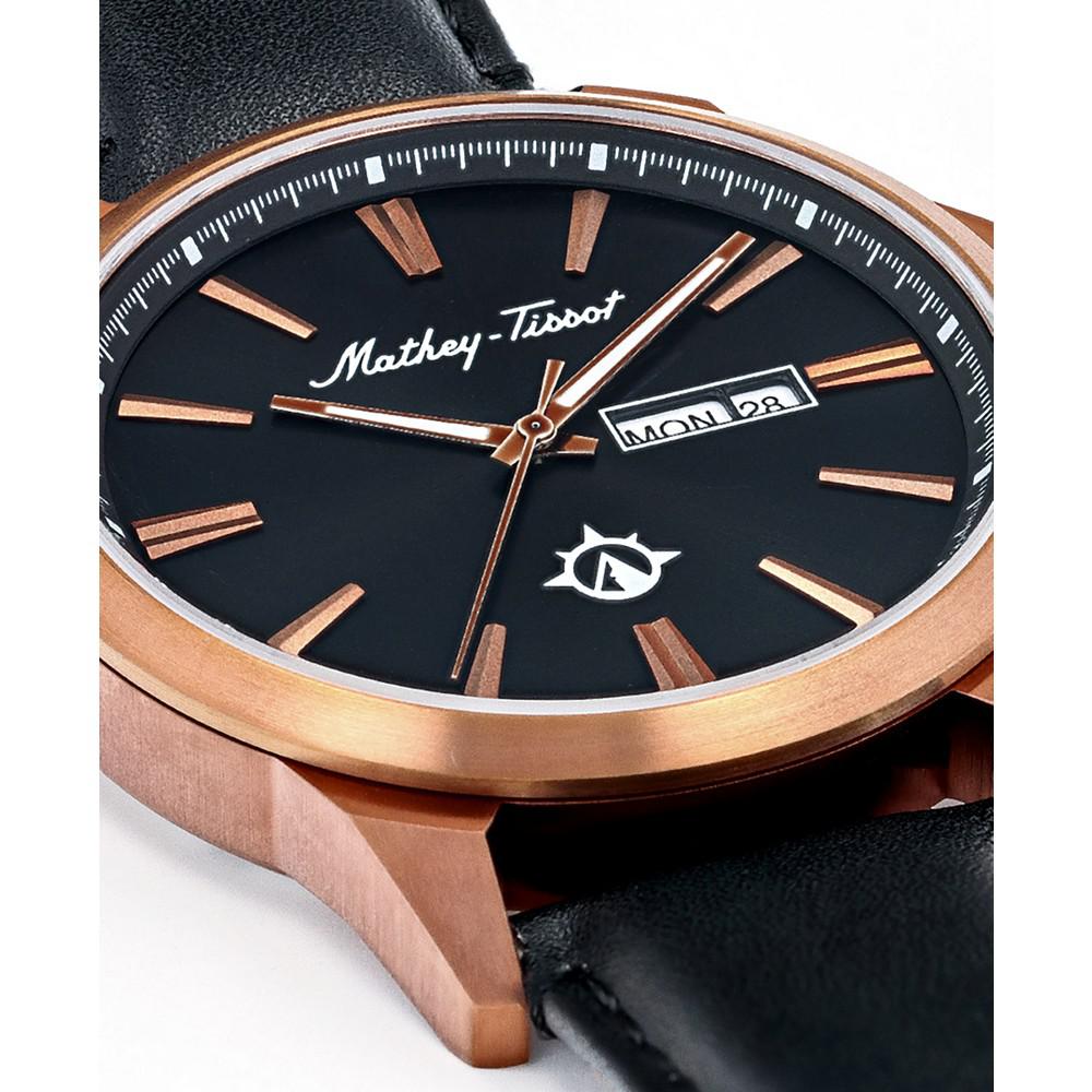 Mathey-Tissot Men's Field Scout Collection Classic Black Genuine Leather Strap Watch, 45mm