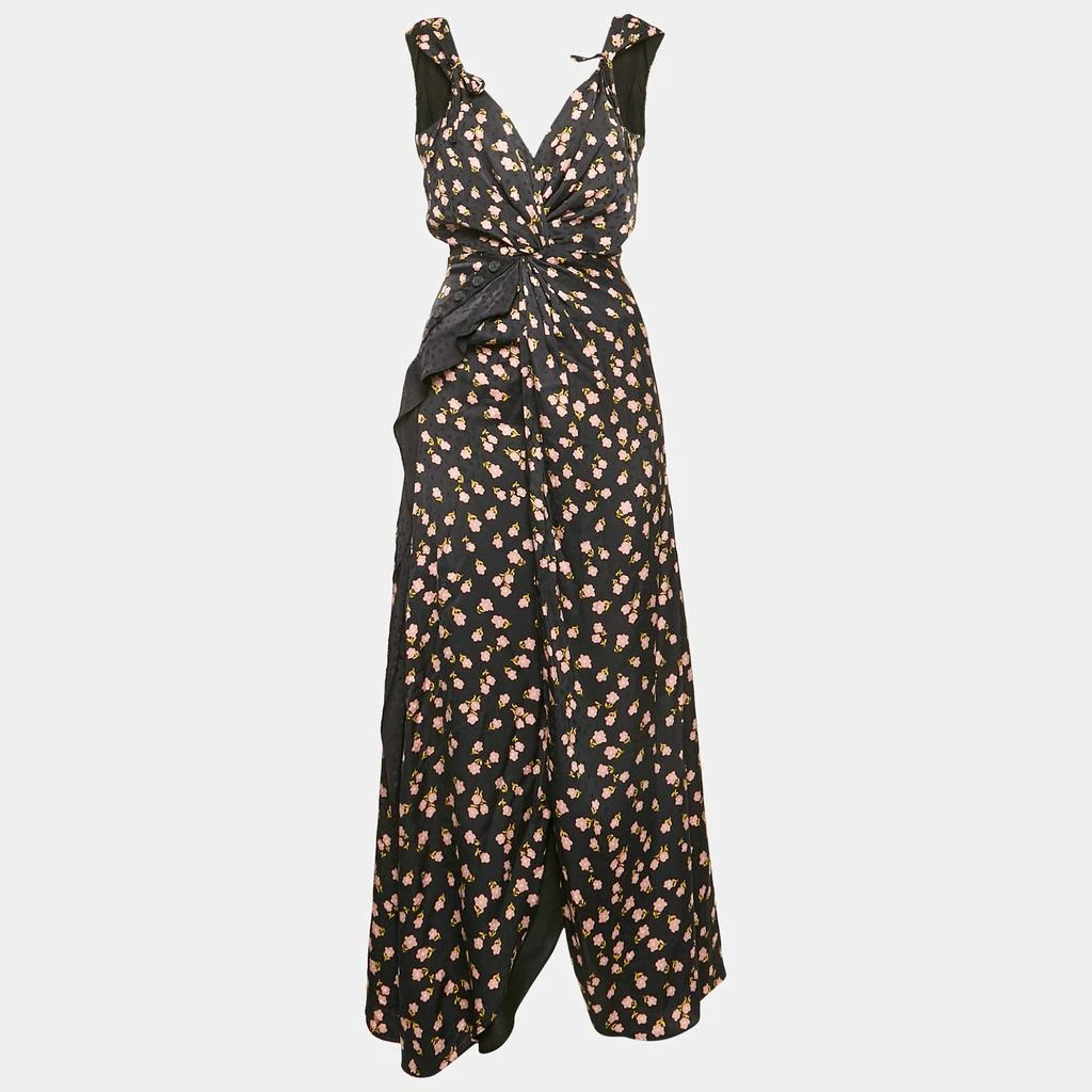 Self Portrait Self-Portrait Navy Blue Floral Print Flared Midi Dress S 1