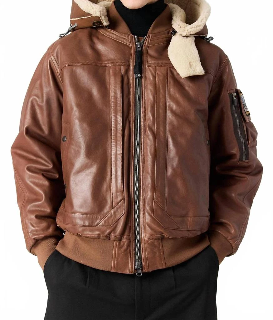 Parajumpers Julius Special Leather Bomber Jacket In Clay