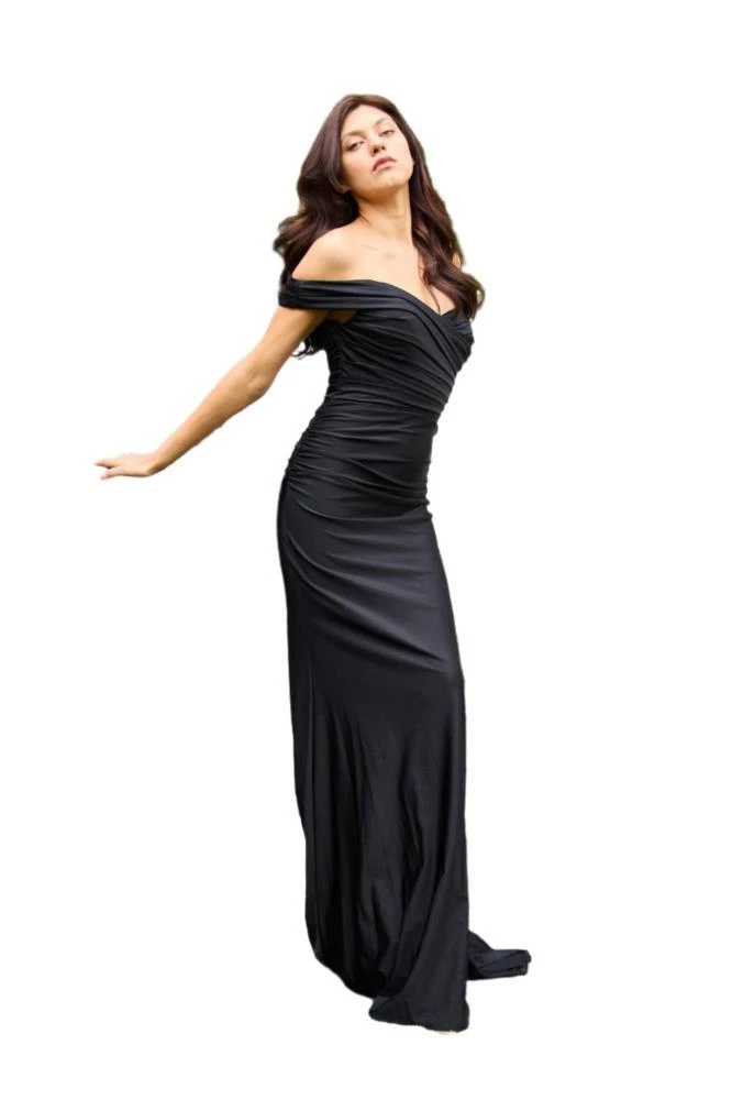 TRUEDAMES Full-Length Stretch Formal Gown Off Shoulder Dress 2