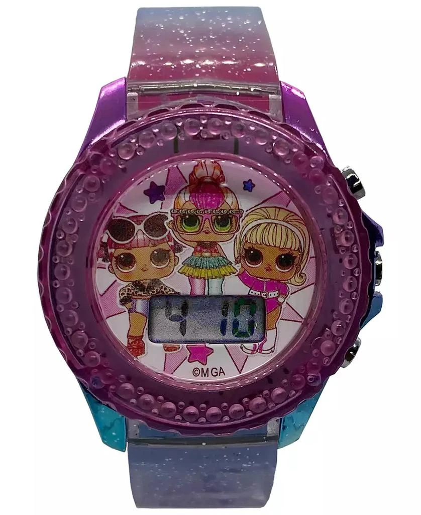 Accutime Kid's LOL Surprise Digital Rainbow Glitter Silicone Strap Watch 34mm 1