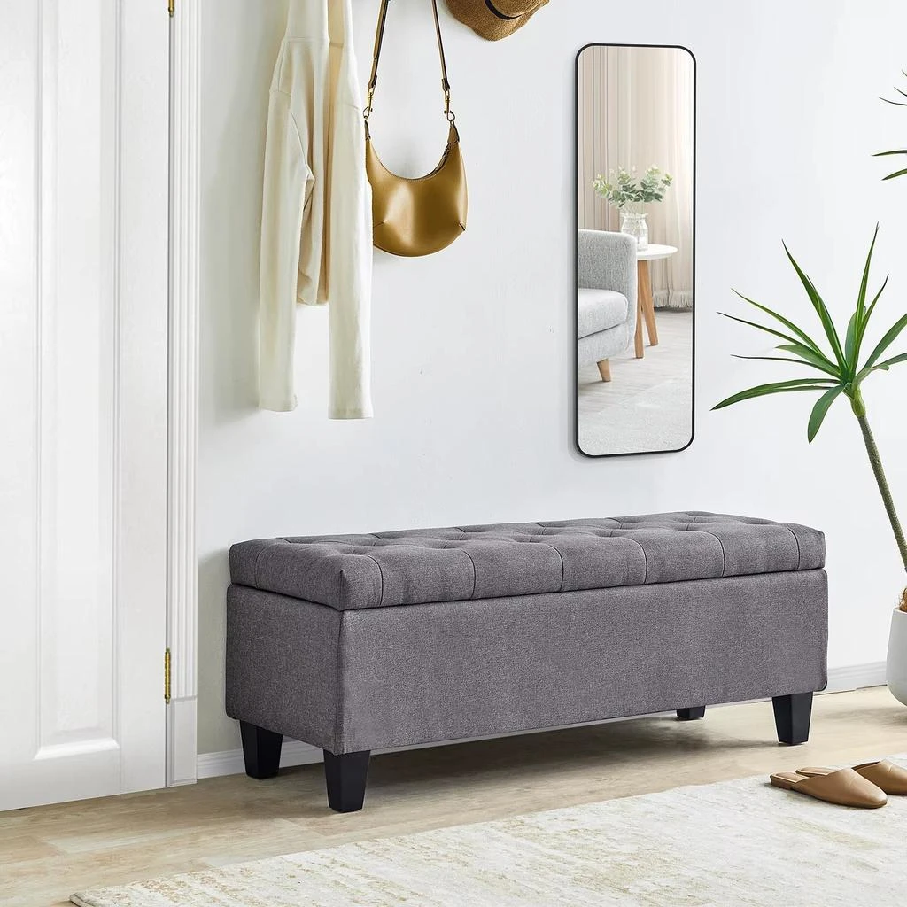 Redlife 42-Inch Tufted Storage Ottoman Bench with Flipping Lid and Safety Hinge, Ideal for Entryway or Bedroom with 66L Storage Capacity 5