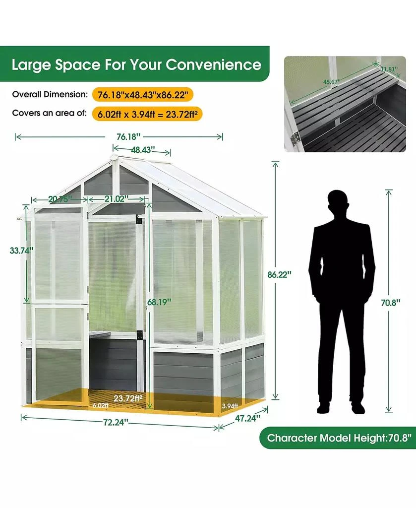 Flynama Outdoor Plant Gardening Greenhouse for Patio Backyard Lawn, Grow House with Front Entry Door 6