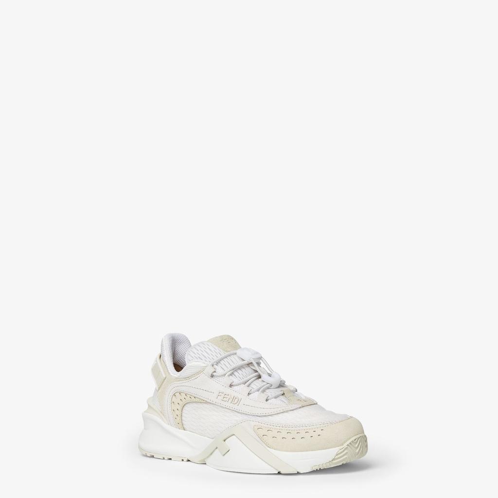 Fendi IVORY MESH AND SUEDE FENDI FLOW SNEAKERS