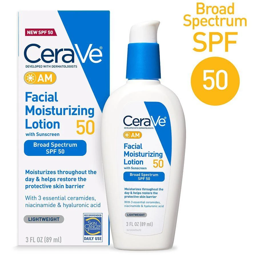 CeraVe AM Facial Moisturizing Lotion SPF 50, No White Cast Fragrance Free 3