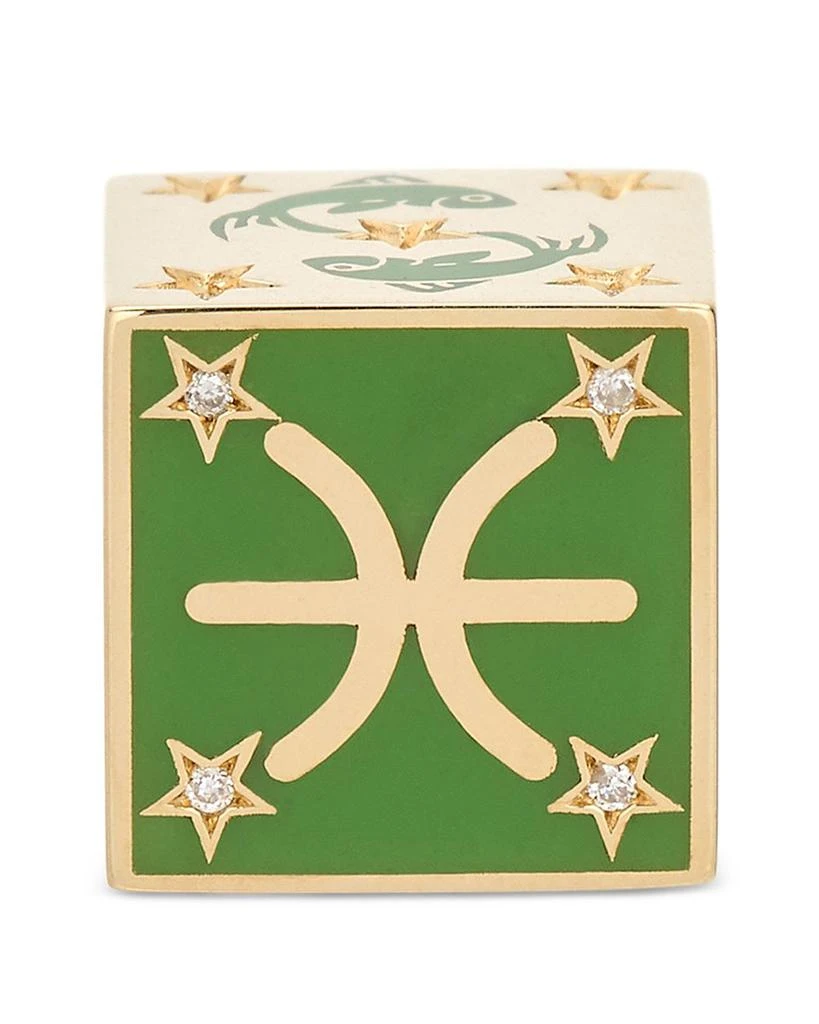 Adina Reyter 9K Pisces Zodiac Diamond 
Ceramic Block Big Bead 2