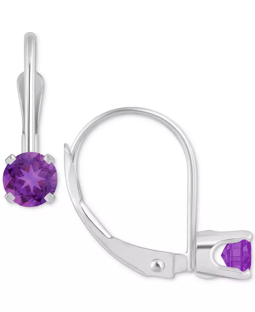 Macy
s Amethyst Solitaire Leverback Earrings (1/2 ct. t.w.) in 14k White Gold (Also in Additional Gemstones)