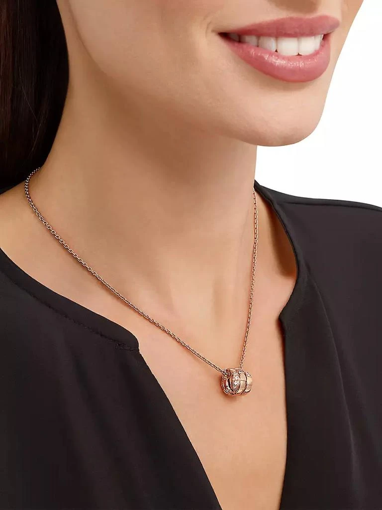BVLGARI Serpenti Viper 18K Rose Gold &amp; Pavé Diamond Pendant Necklace 2