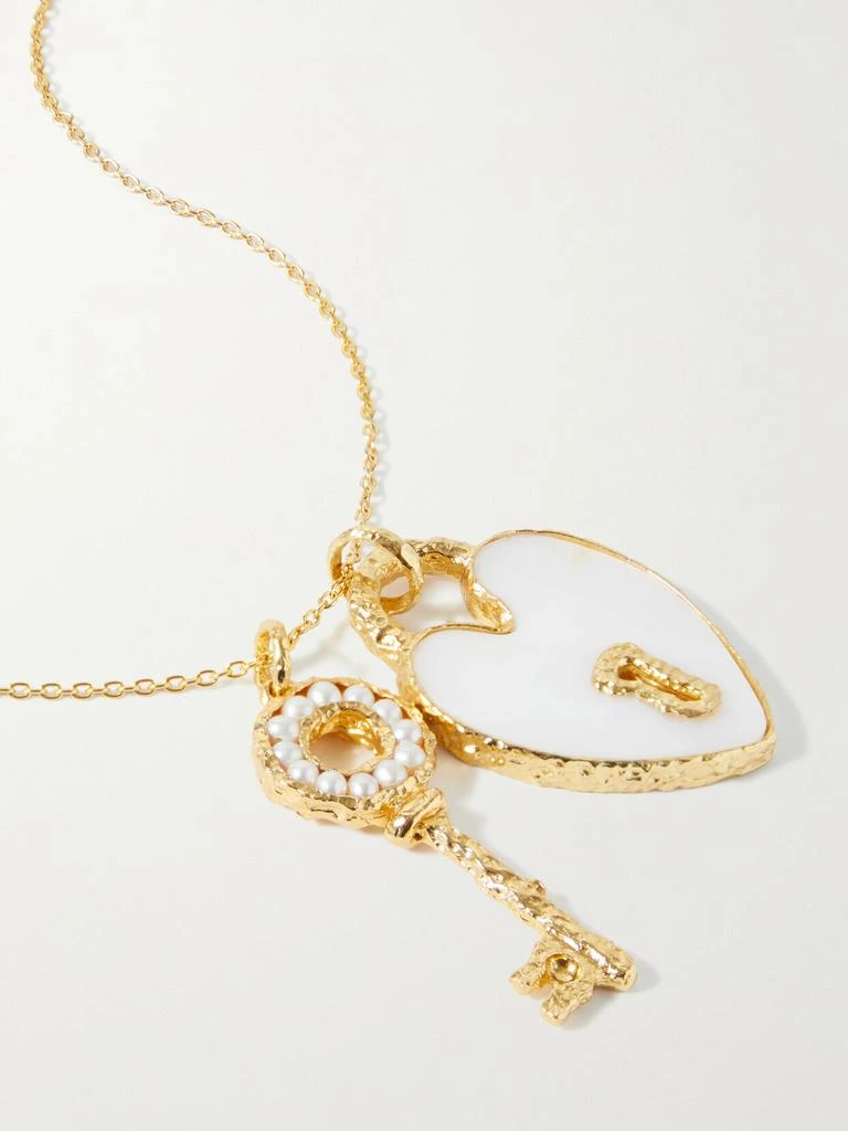 PACHAREE Heart & Lock 珍珠、珍珠母、镀金项链 1