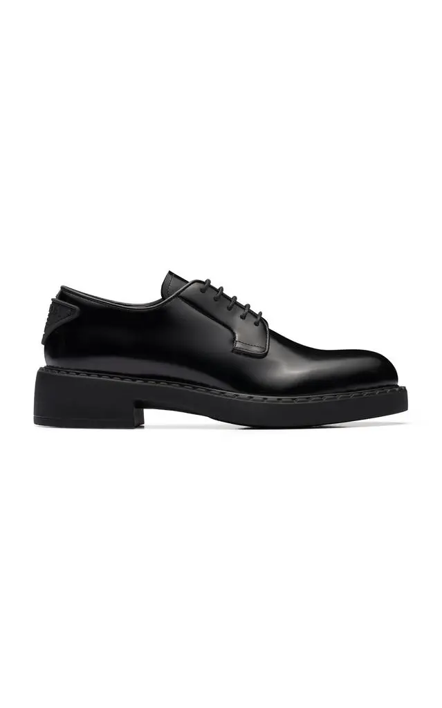 Prada Prada Logo-Detailed Leather Oxford Loafers - Moda Operandi 1