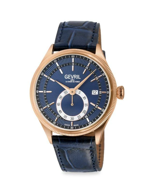 Gevril Empire 40MM Goldtone Stainless Steel 
Leather Strap Automatic Watch 1