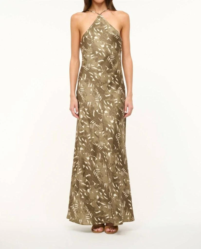 Staud Cubism Dress In Sergeant Green Painted Palm 1