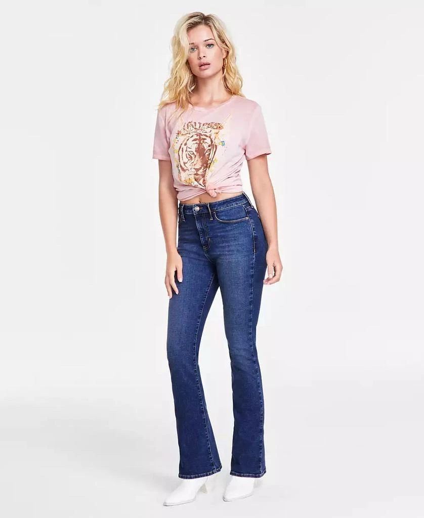 GUESS Women's Flare-Leg High-Rise Faded-Wash Jeans 1