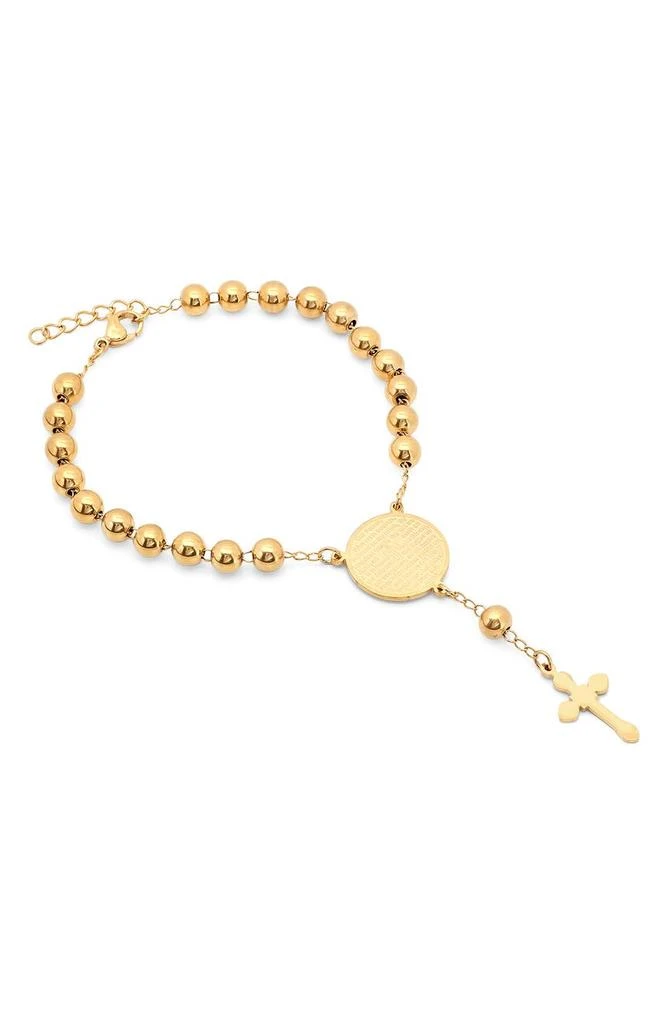 HMY JEWELRY 18K Rose Gold Plated Stainless Steel Prayer Cross Bracelet 2