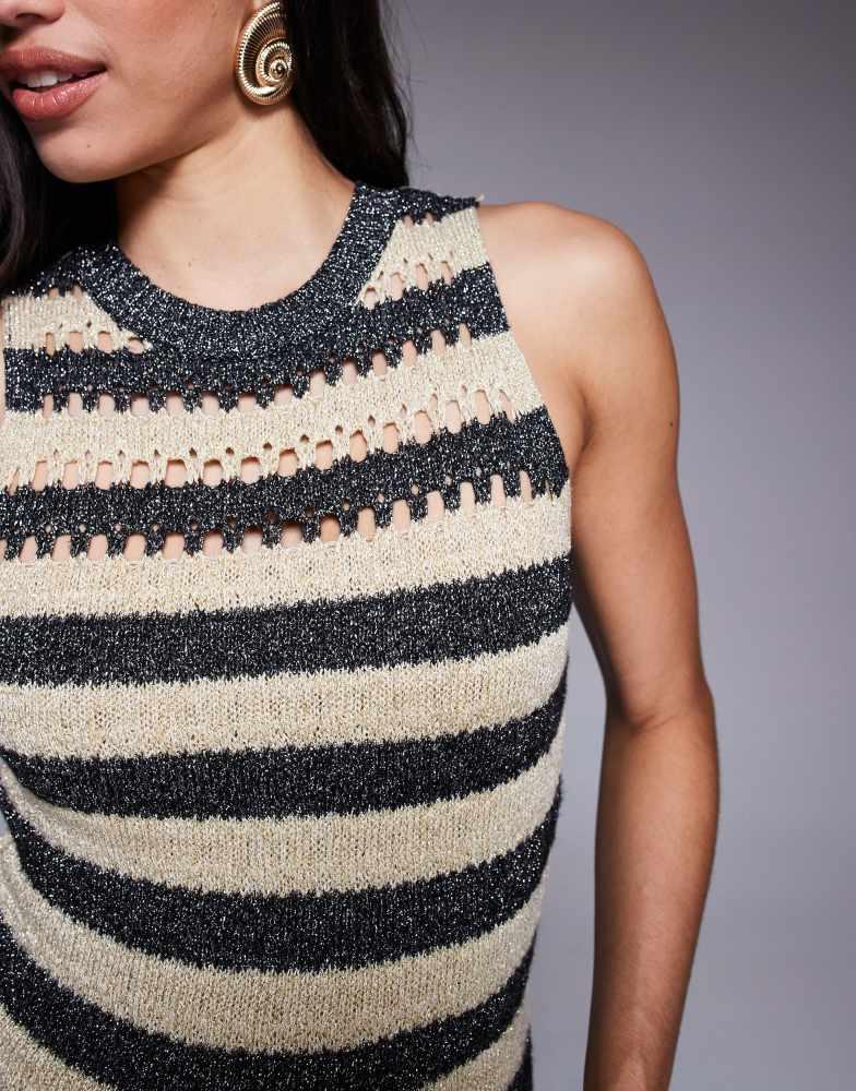 River Island River Island crochet midi dress in silver stripe