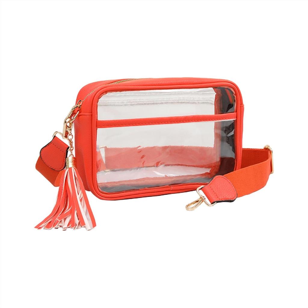QUEENS DESIGNS Women's Clear Rectangle Crossbody Bag In Orange