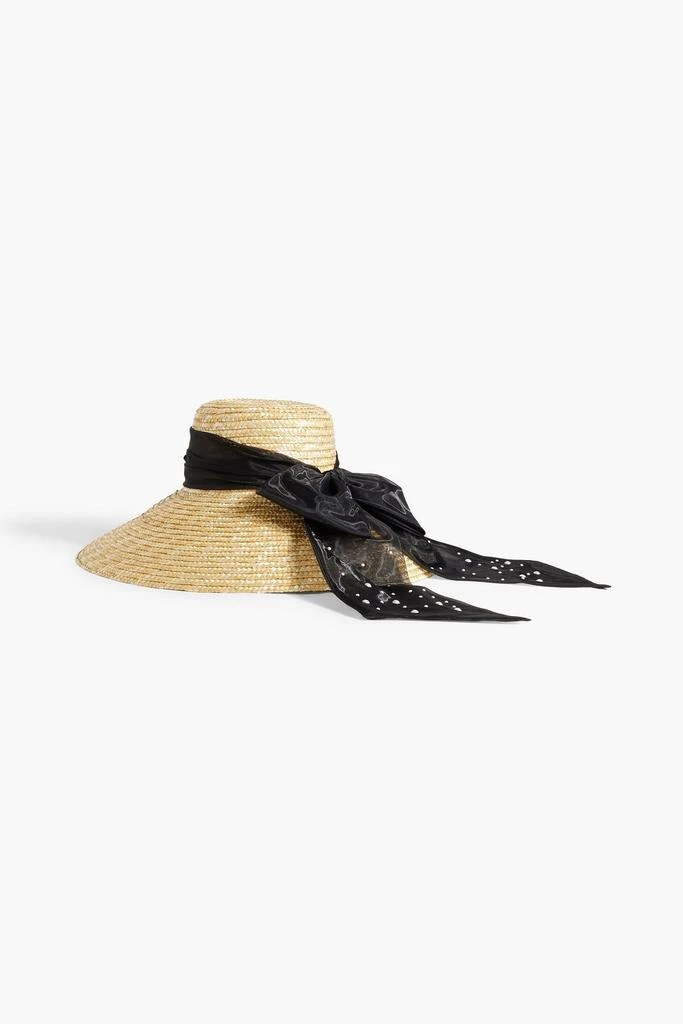 EUGENIA KIM Mirabel embellished chiffon-trimmed straw sunhat 3