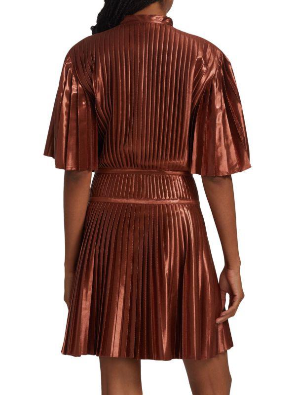 Altuzarra Tosha Pleated Metallic Mini Dress