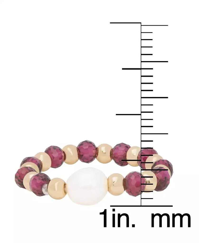 Macy
s Gold Plated Simulated Garnet and Simulated Imitation Pearl Stretch Ring 2