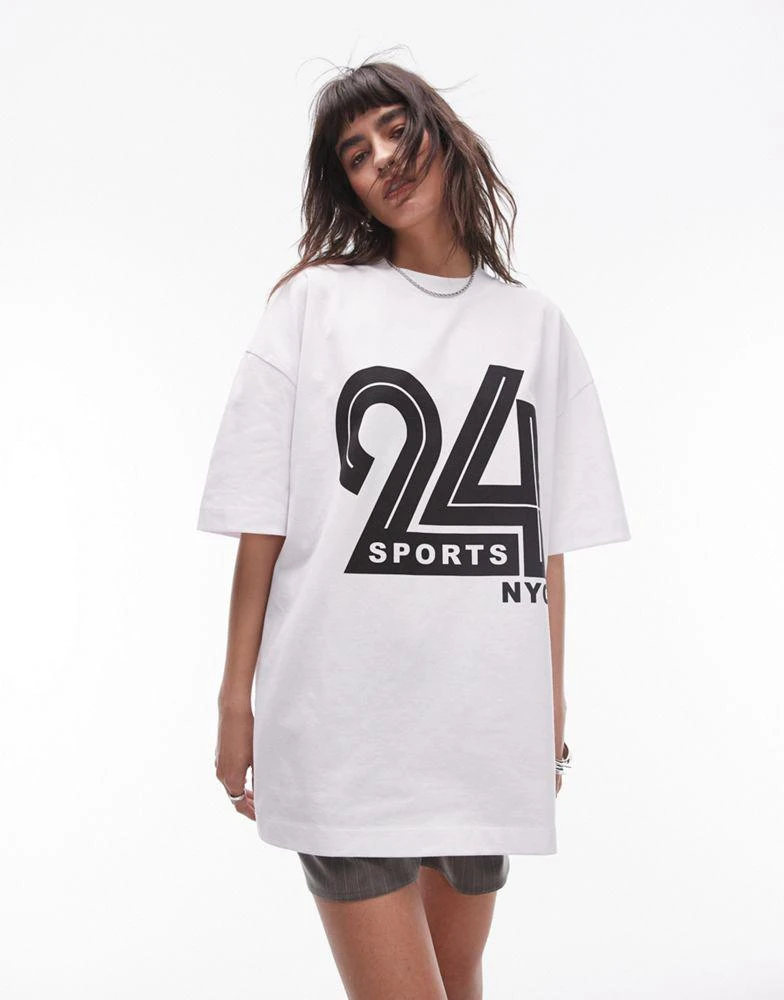 Topshop Topshop graphic 24 Sports NYC tee in white 1