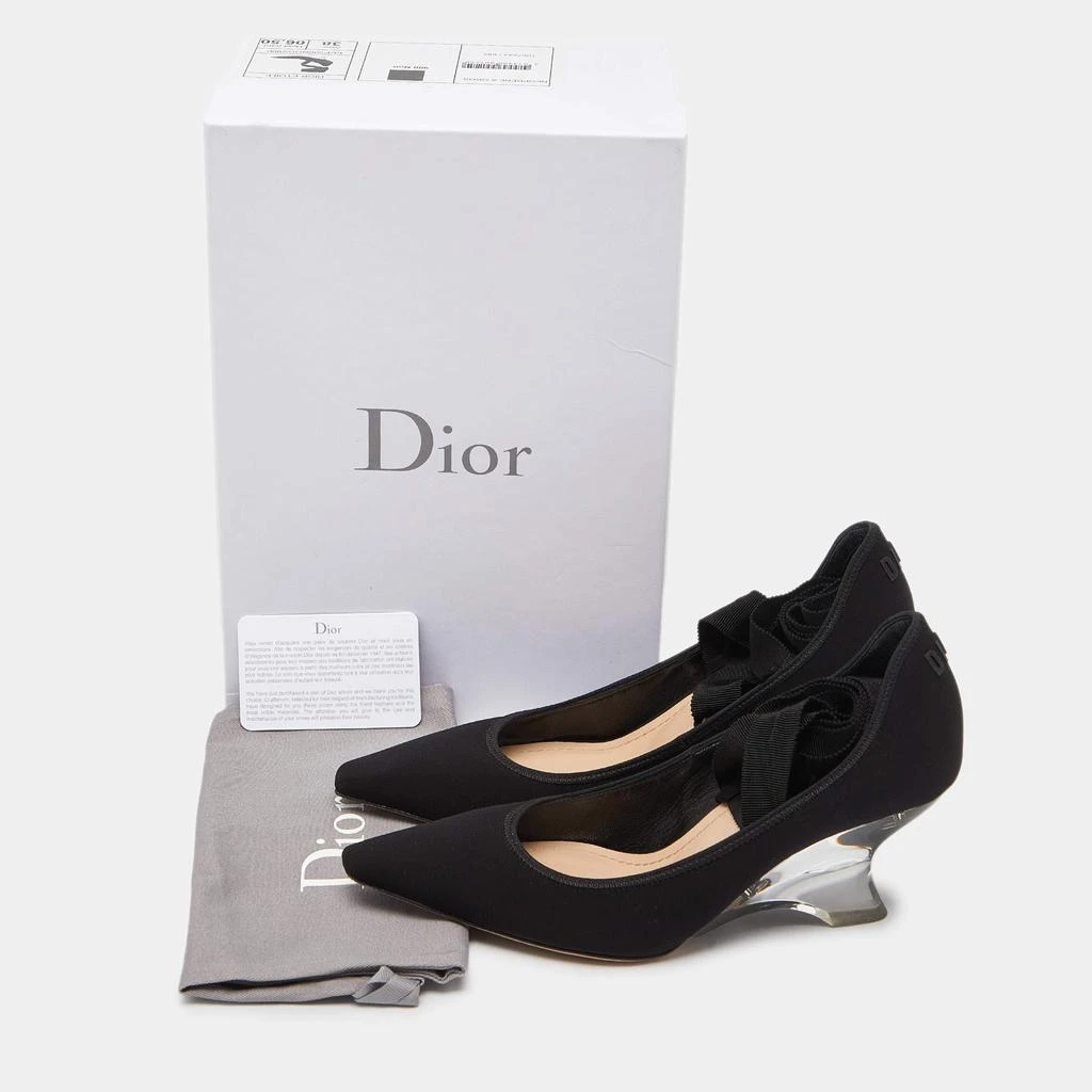 Dior Dior Black Neoprene Lucite Etoile Ankle Wrap Wedge Pumps Size 38 9