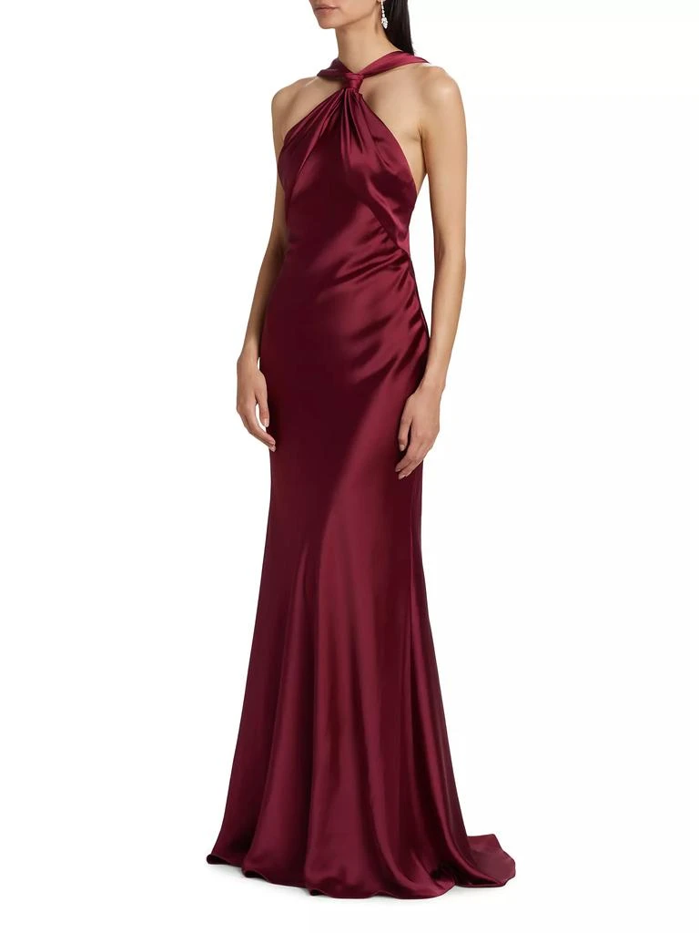 Monique Lhuillier Mallory Satin Halterneck Gown 3