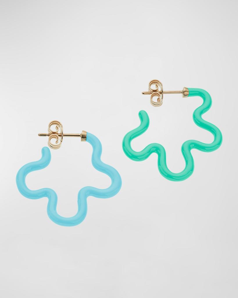 Bea Bongiasca Two-Tone Asymmetrical Flower Earrings with Enamel