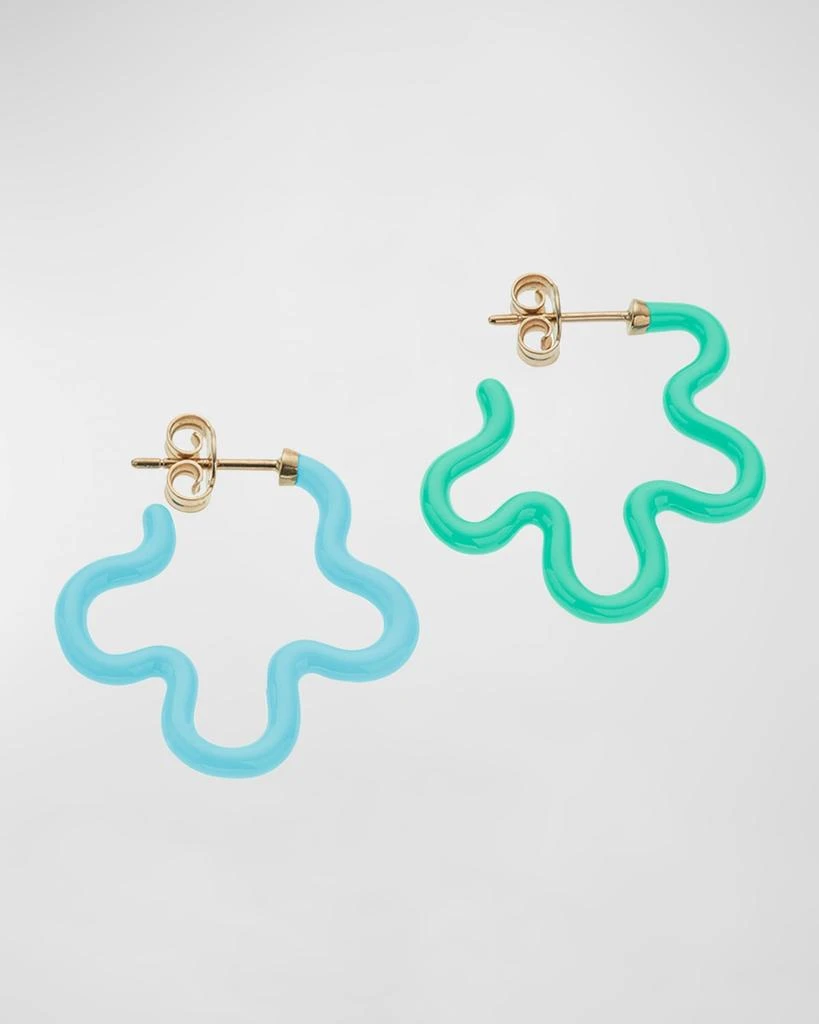Bea Bongiasca Two-Tone Asymmetrical Flower Earrings with Enamel 1