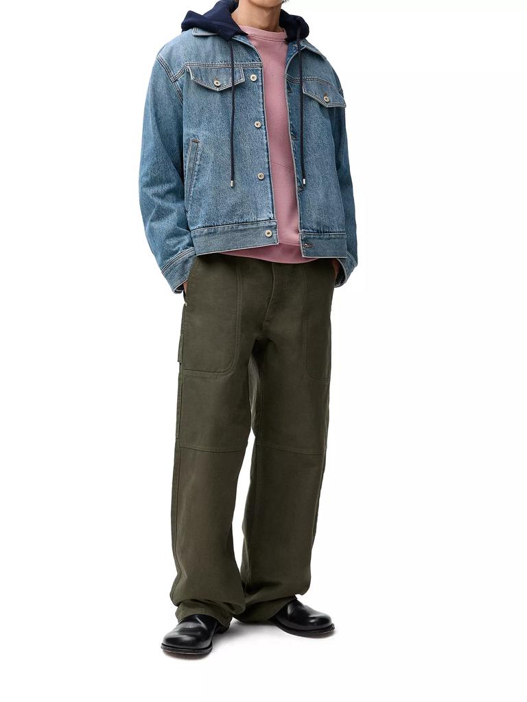 LOEWE 22AW FADED DENIM JACKET デニムジャケット Loewe Leather Patch Denim Jacket - Shorts - Free Shipping