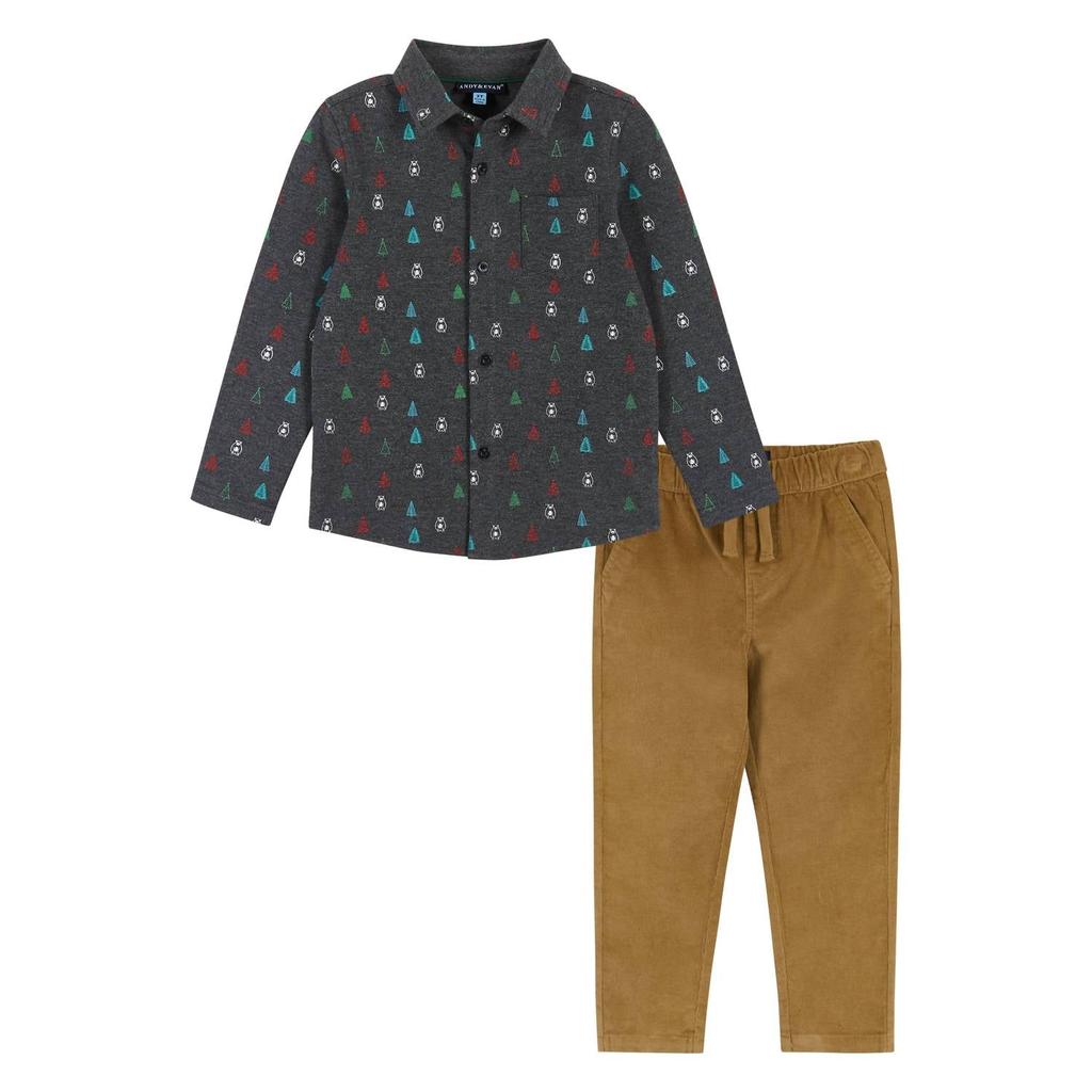 Andy & Evan Andy & Evan - Holiday Knit Buttondown Set