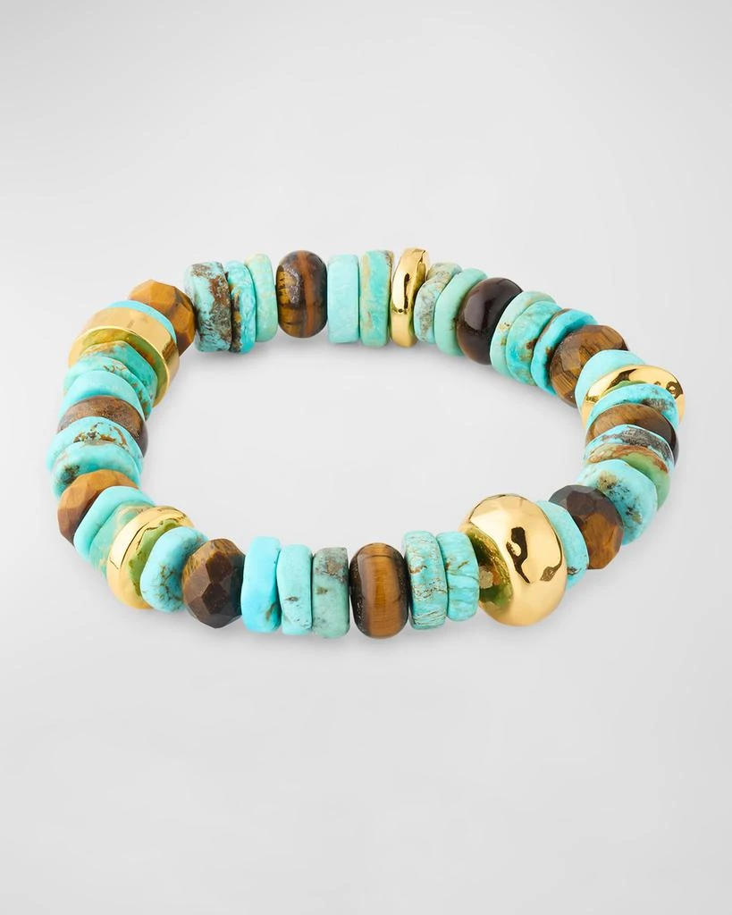 NEST Jewelry Turquoise and Tiger's Eye Mixed Stretch Bracelet 4