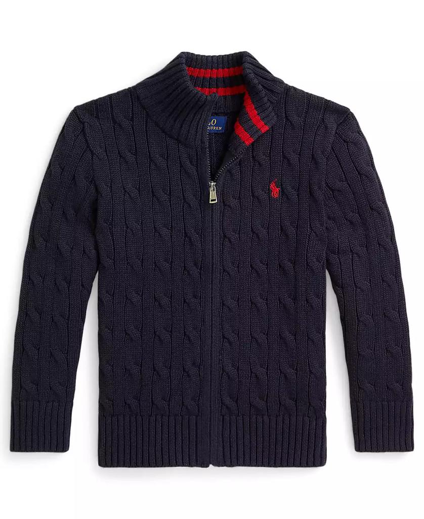 Ralph Lauren Boys 2-7 Cable-Knit Cotton Full-Zip Sweater