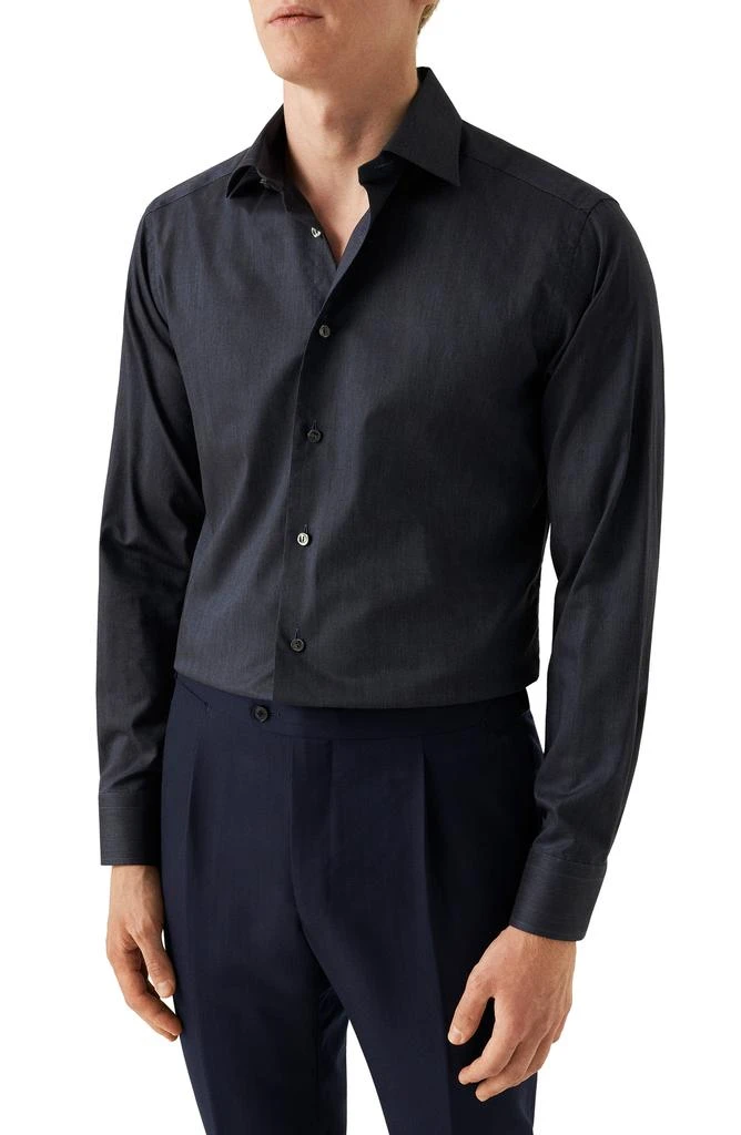 Eton Slim Fit Cotton Herringbone Flannel Dress Shirt 1