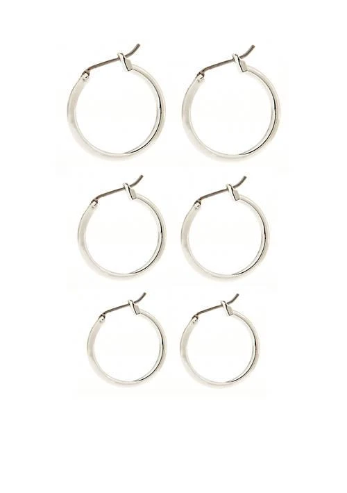 Napier Set of Three Silver-Tone Hoop Earrings