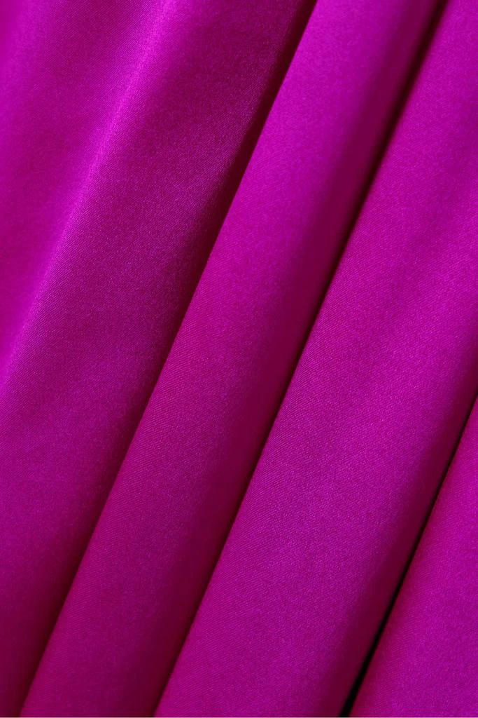 Halpern One-shoulder bow-detailed silk-satin gown 4