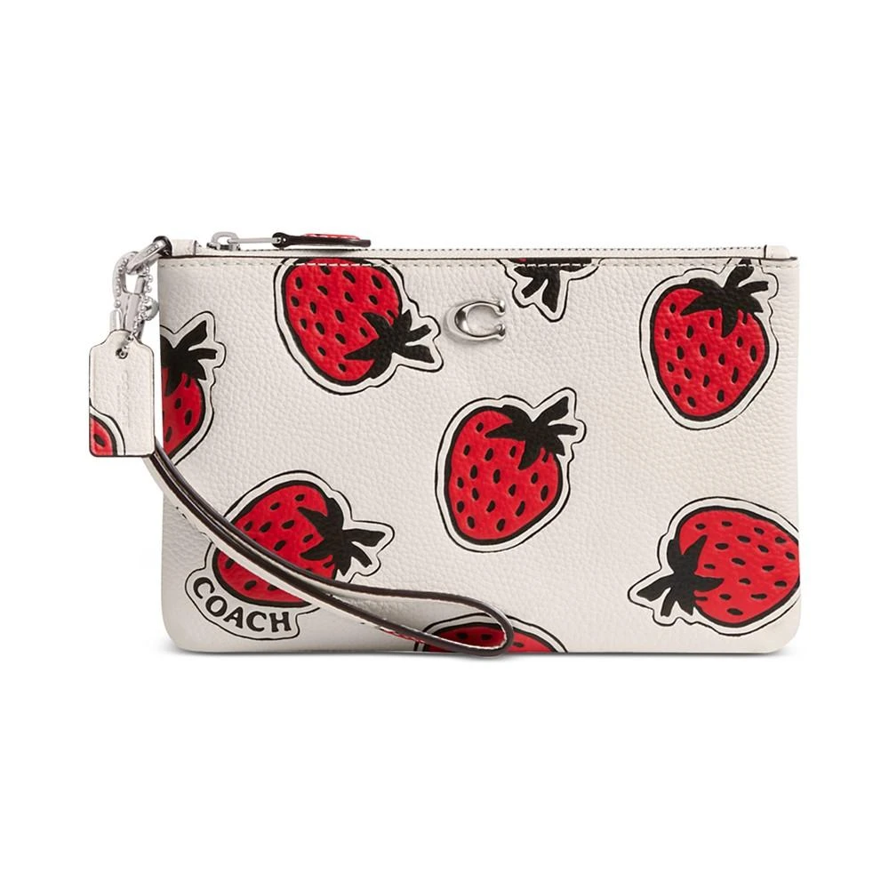 Coach Small Strawberry-Print Leather Wristlet 1