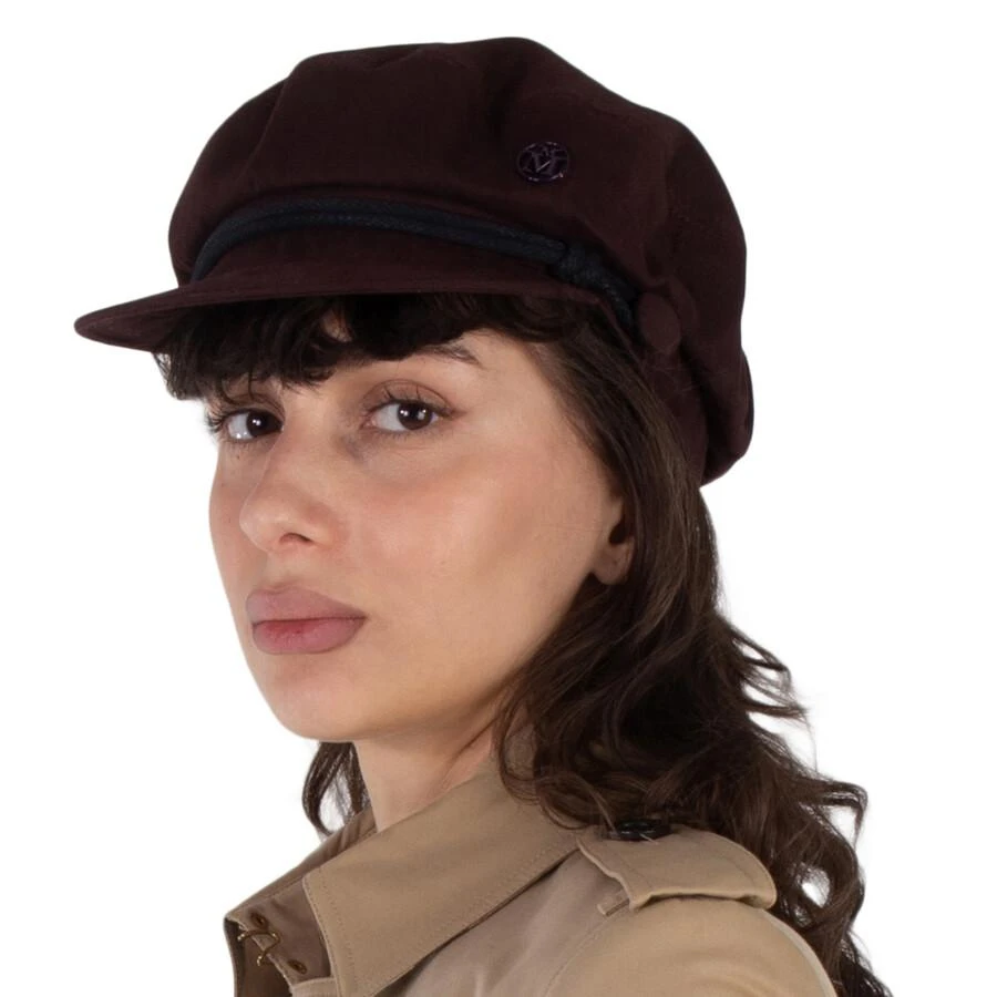 MAISON MICHEL Ladies Bitter Chocolate New Abby Paperboy Hat 2