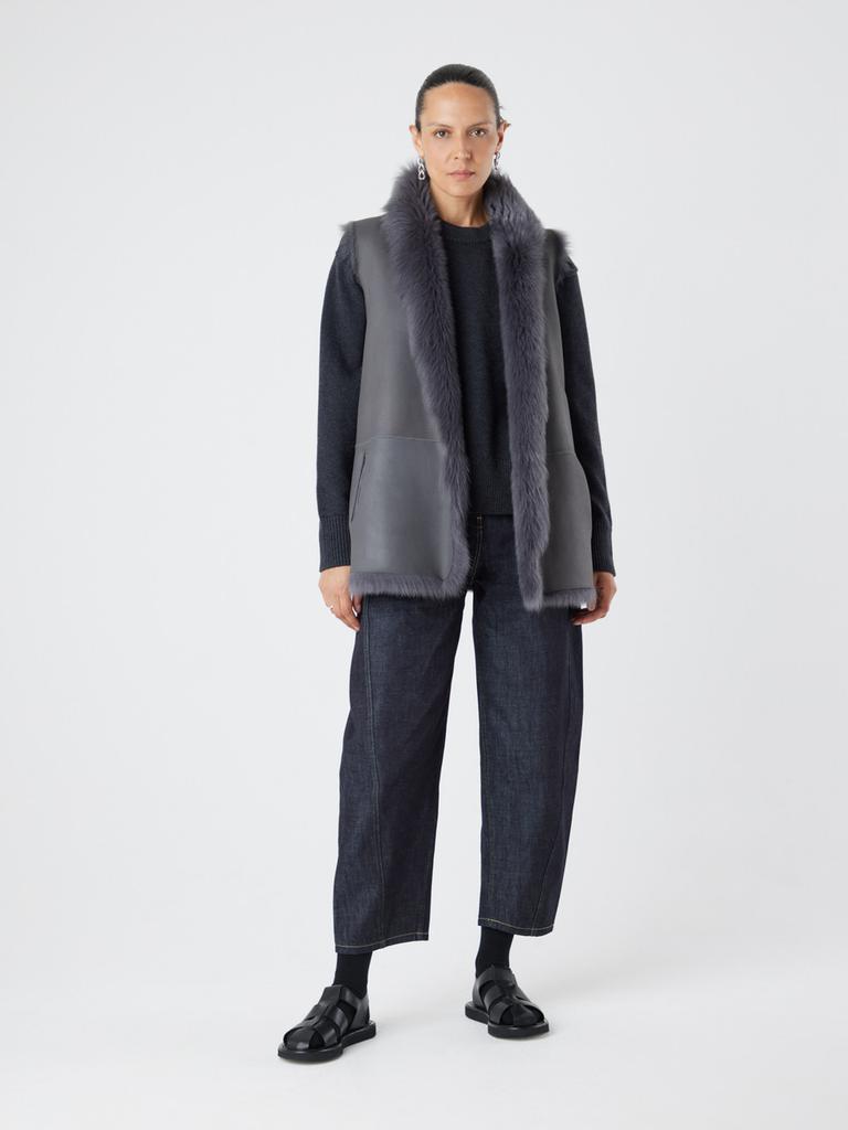 Gushlow & Cole Natural edge mid-length shearling gilet