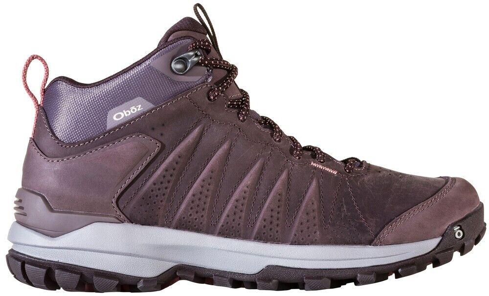Oboz Sypes Mid Sneakers Women's 8 Purple Leather Waterproof Hiking Shoes RHS2874