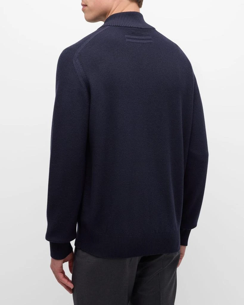 Zegna Men's Melange Oasi Cashmere and Silk Full-Zip Sweater 3