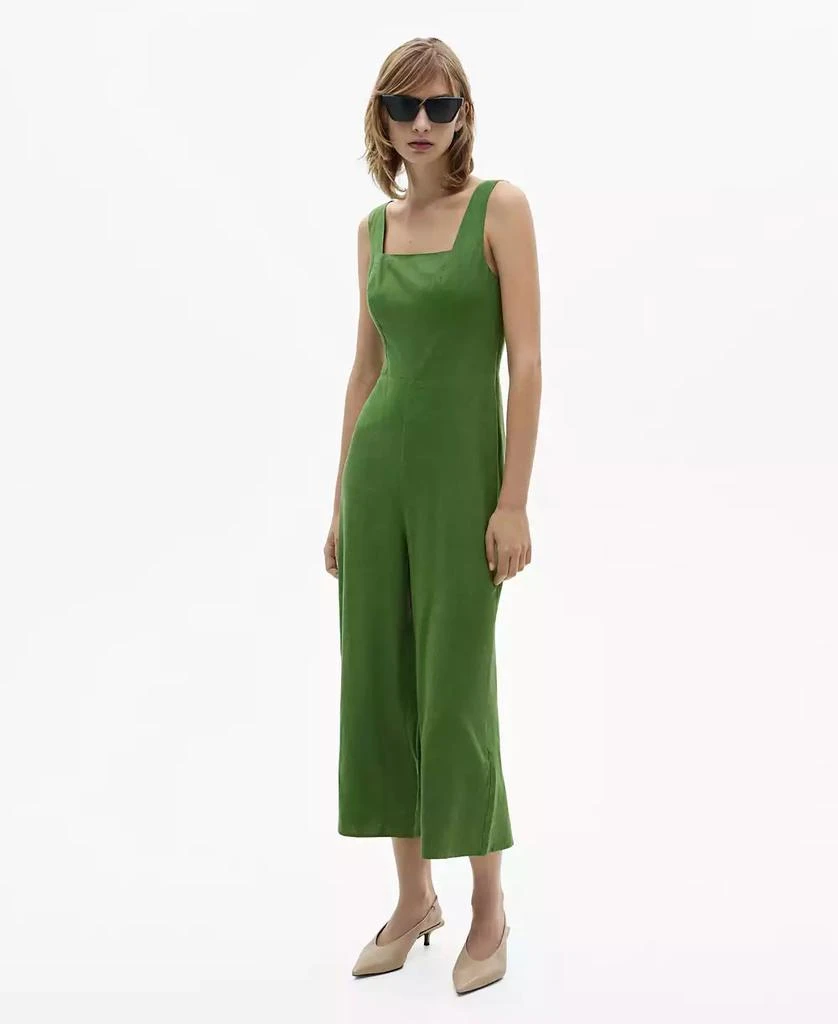 Mango Women's Straight Fit Linen Blend Jumpsuit 1